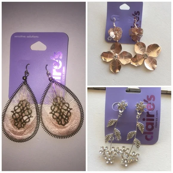 3 sets of Claire’s super cute earrings ❤️ Brand New - Picture 1 of 4